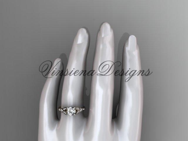 14k rose gold unique engagement ring, wedding ring with a Moissanite ADLR387