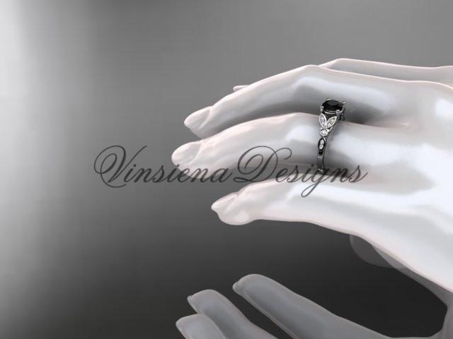 platinum unique engagement ring, wedding ring, Enhanced Black Diamond ADLR387P