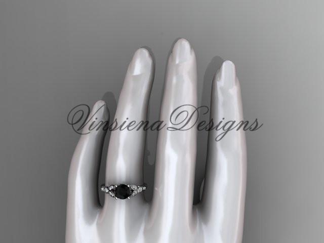platinum unique engagement ring, wedding ring, Enhanced Black Diamond ADLR387P