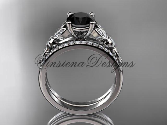 platinum unique engagement set, Enhanced Black Diamond center stone ADLR387SP