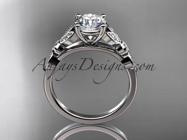 14k white gold unique engagement ring, wedding ring with a "Forever One" Moissanite center stone ADLR387 - AnjaysDesigns