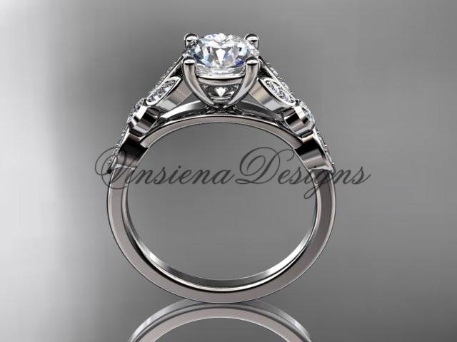 14k white gold unique engagement ring, wedding ring with a Moissanite ADLR387