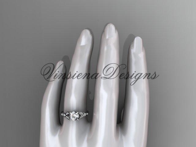 Platinum unique engagement ring, wedding ring with a Moissanite ADLR387