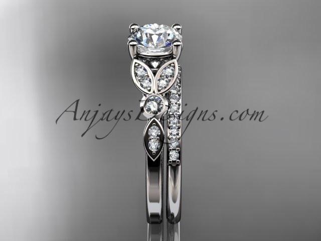 14k white gold unique engagement set, wedding ring ADLR387S - AnjaysDesigns