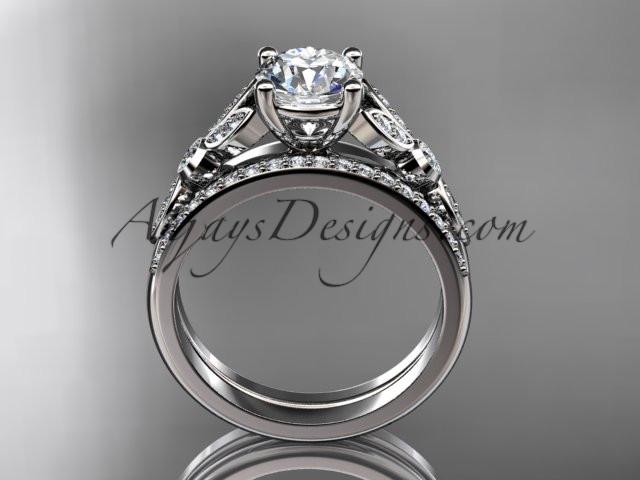 platinum unique engagement set, wedding ring ADLR387S - AnjaysDesigns