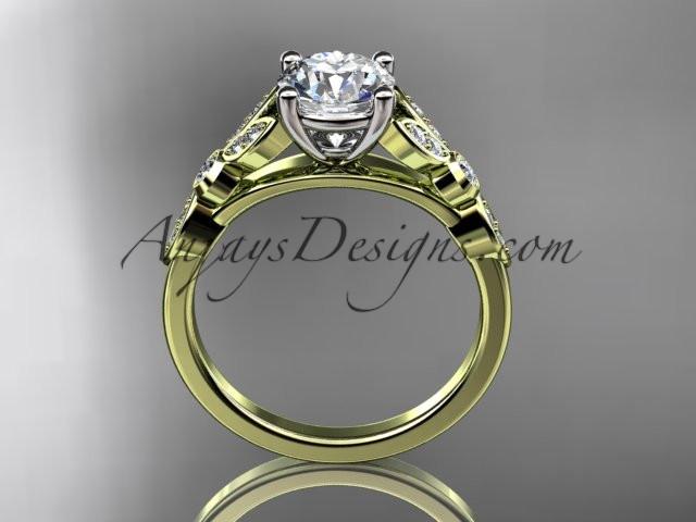 14k yellow gold unique engagement ring, wedding ring ADLR387 - AnjaysDesigns