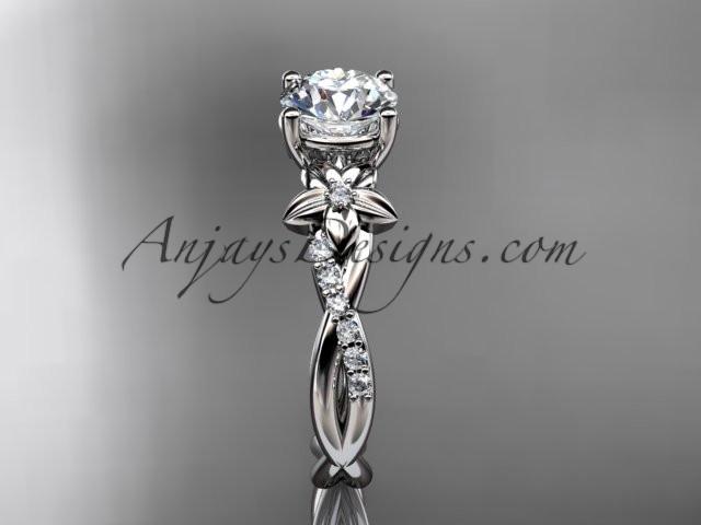 14kt white gold flower diamond wedding ring, engagement ring ADLR388 - AnjaysDesigns