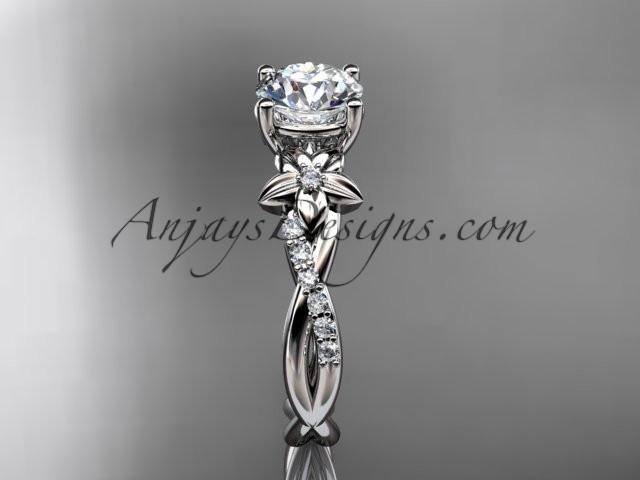 platinum flower diamond wedding ring, engagement ring ADLR388 - AnjaysDesigns