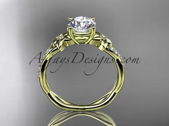 14kt yellow gold flower diamond wedding ring, engagement ring ADLR388 - AnjaysDesigns