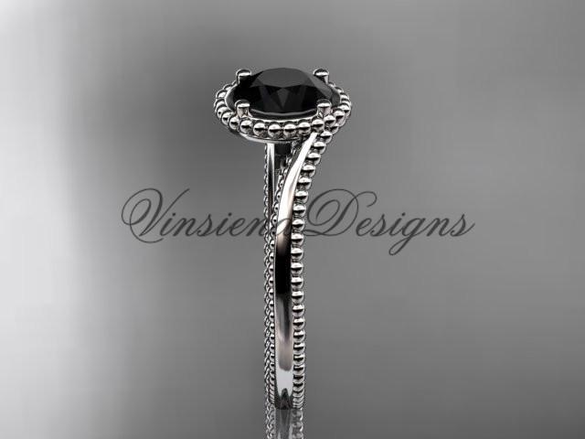 platinum engagement ring, Enhanced Black Diamond center stone ADLR389