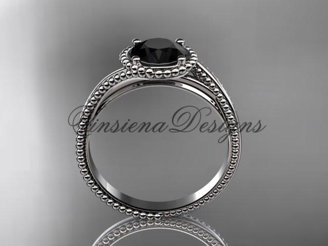 14kt rose gold wedding ring, engagement ring, Enhanced Black Diamond ADLR389