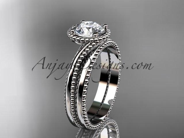 platinum wedding ring, engagement set ADLR389S - AnjaysDesigns