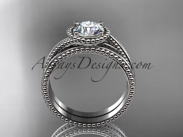 platinum wedding ring, engagement set ADLR389S - AnjaysDesigns