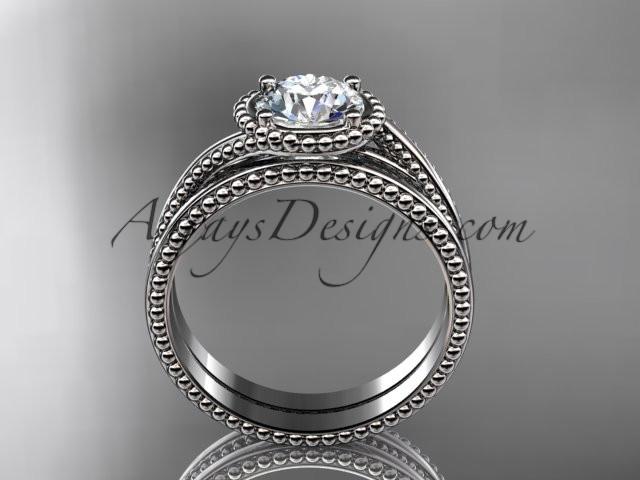 14kt white gold wedding ring, engagement set ADLR389S - AnjaysDesigns