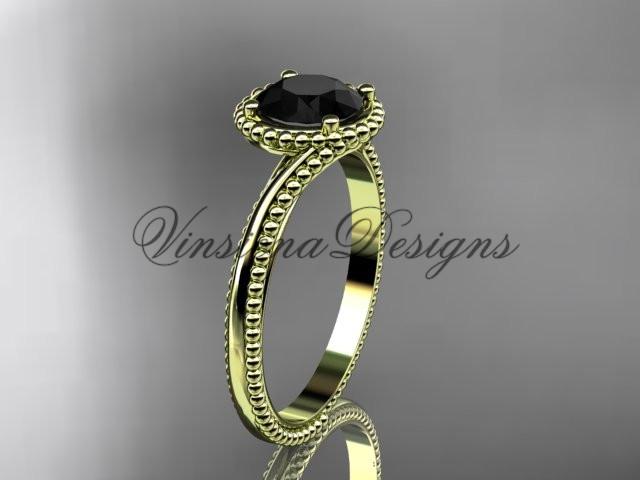 14kt yellow gold wedding ring, engagement ring, Enhanced Black Diamond ADLR389