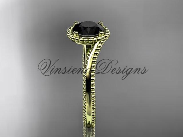 14kt yellow gold wedding ring, engagement ring, Enhanced Black Diamond ADLR389
