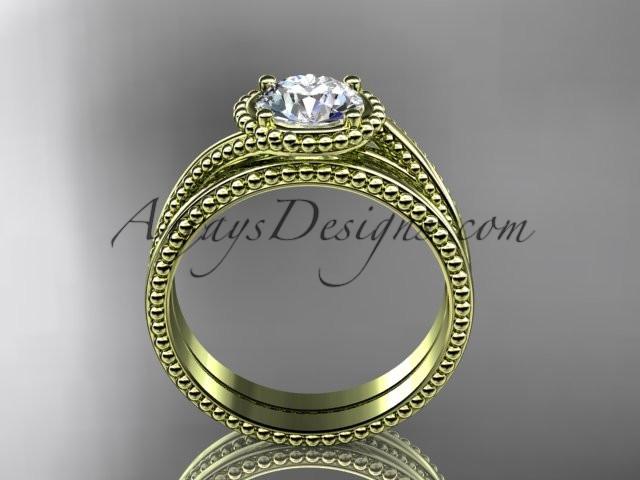 14kt yellow gold wedding ring, engagement set ADLR389S - AnjaysDesigns