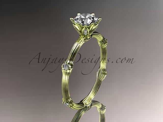 14k yellow gold diamond vine and leaf wedding ring, engagement ring ADLR38 - AnjaysDesigns