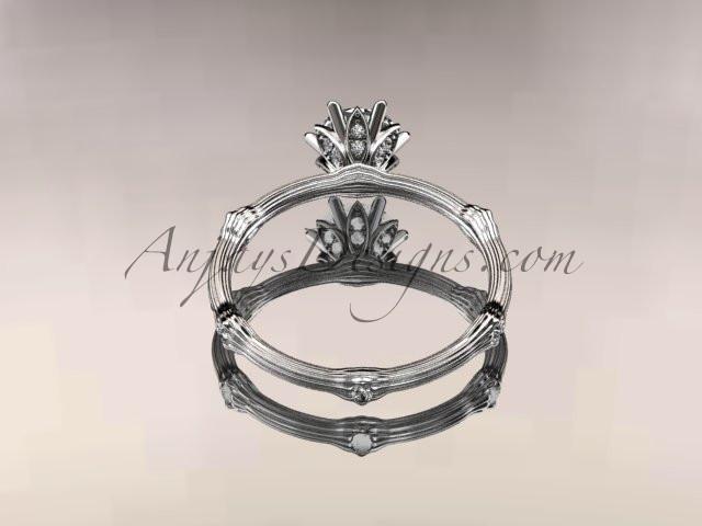 platinum diamond vine and leaf wedding ring, engagement ring ADLR38 - AnjaysDesigns