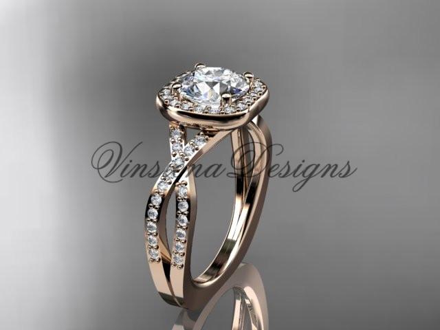 14kt rose gold wedding ring, engagement ring, "Forever One" Moissanite ADER393