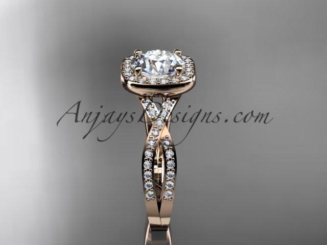 14kt rose gold wedding ring, engagement ring ADER393 - AnjaysDesigns