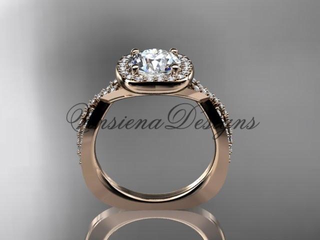 14kt rose gold wedding ring, engagement ring, "Forever One" Moissanite ADER393