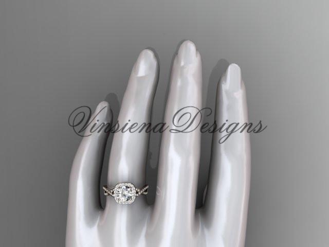 14kt rose gold wedding ring, engagement ring, "Forever One" Moissanite ADER393