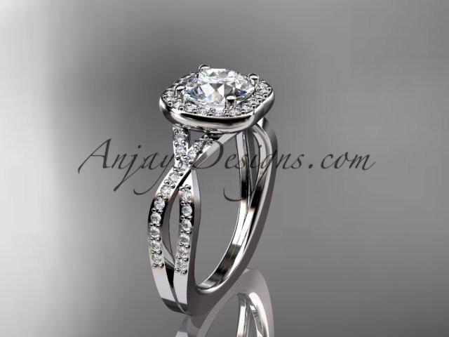 platinum wedding ring, engagement ring with a "Forever One" Moissanite center stone ADER393 - AnjaysDesigns