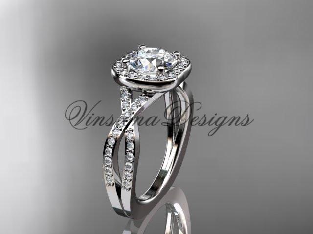 platinum gold wedding ring, engagement ring, "Forever One" Moissanite ADER393