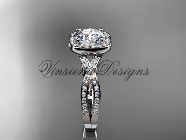 platinum gold wedding ring, engagement ring, "Forever One" Moissanite ADER393