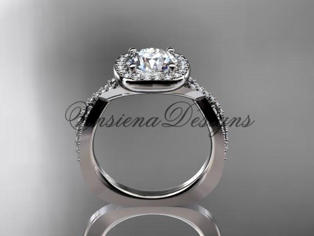 platinum gold wedding ring, engagement ring, "Forever One" Moissanite ADER393
