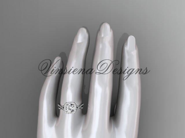 platinum gold wedding ring, engagement ring, "Forever One" Moissanite ADER393