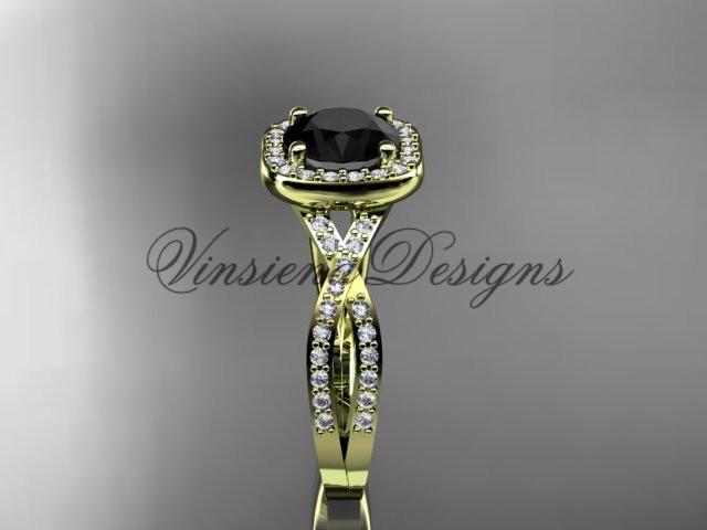 14kt yellow gold wedding ring, engagement ring, Enhanced Black Diamond ADER393