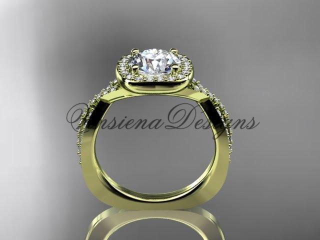 14kt yellow gold wedding ring, engagement ring, "Forever One" Moissanite ADER393