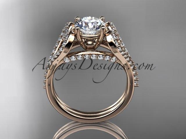 14kt rose gold heart engagement ring, wedding ring, ADER395 - AnjaysDesigns