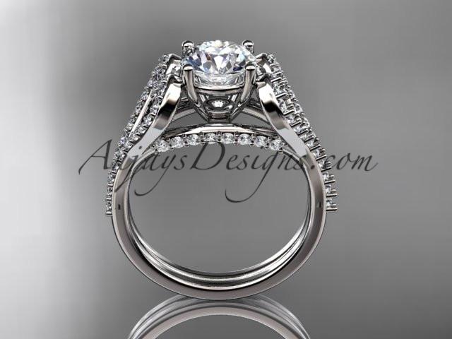 14kt white gold heart engagement ring, wedding ring, ADER395 - AnjaysDesigns