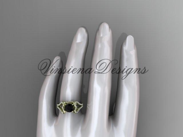 14kt yellow gold heart engagement ring, Enhanced Black Diamond ADER395