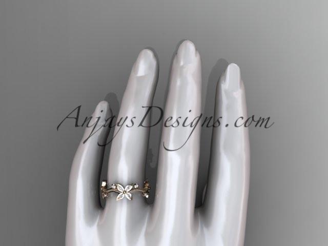 14k rose gold diamond leaf and vine wedding ring, engagement ring, wedding band ADLR3A - AnjaysDesigns, Diamond Wedding Bands - Jewelry, Anjays Designs - AnjaysDesigns, AnjaysDesigns - AnjaysDesigns.co, 