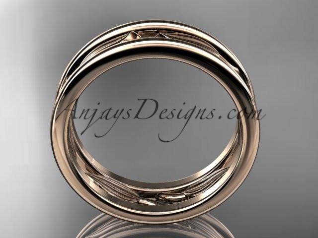 14kt rose gold leaf wedding band, engagement ring ADLR400G - AnjaysDesigns