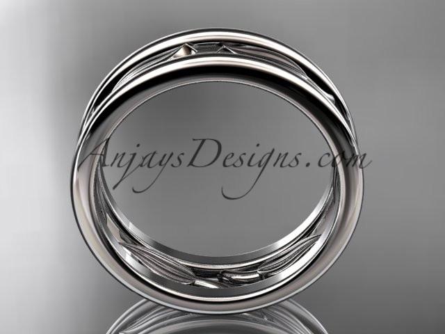 platinum leaf wedding band, engagement ring ADLR400G - AnjaysDesigns