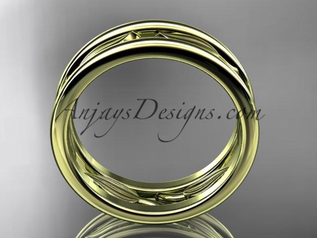 14kt yellow gold leaf wedding band, engagement ring ADLR400G - AnjaysDesigns