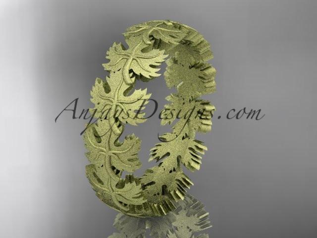 14kt yellow gold  maple leaf and vine wedding ring, engagement ring, wedding band ADLR40 - AnjaysDesigns