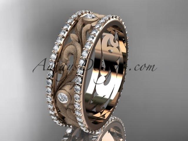 14kt rose gold diamond engagement ring, wedding band ADLR414BA - AnjaysDesigns