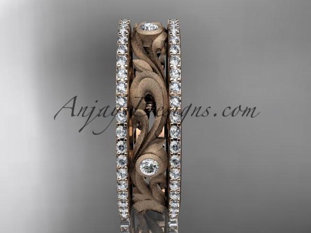 14kt rose gold diamond engagement ring, wedding band ADLR414BA - AnjaysDesigns