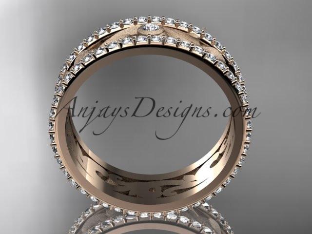 14kt rose gold diamond engagement ring, wedding band ADLR414BA - AnjaysDesigns
