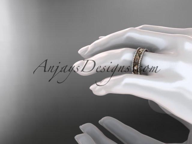 14kt rose gold diamond engagement ring, wedding band ADLR414BA - AnjaysDesigns