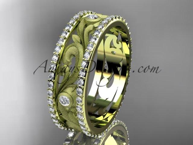 14kt yellow gold diamond engagement ring, wedding band ADLR414BA - AnjaysDesigns