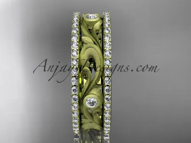 14kt yellow gold diamond engagement ring, wedding band ADLR414BA - AnjaysDesigns