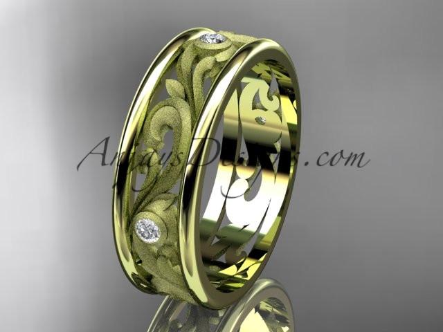 14kt yellow gold diamond engagement ring, wedding band ADLR414BB - AnjaysDesigns