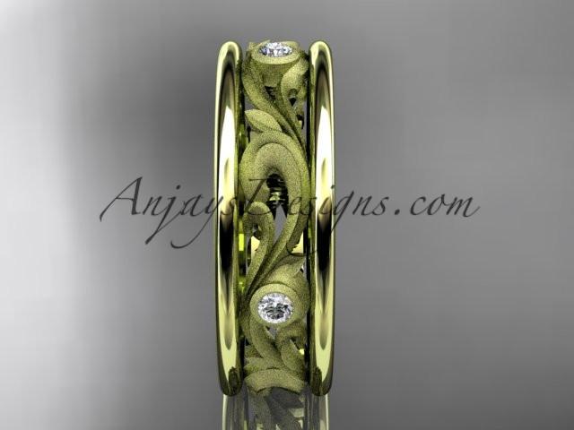 14kt yellow gold diamond engagement ring, wedding band ADLR414BB - AnjaysDesigns